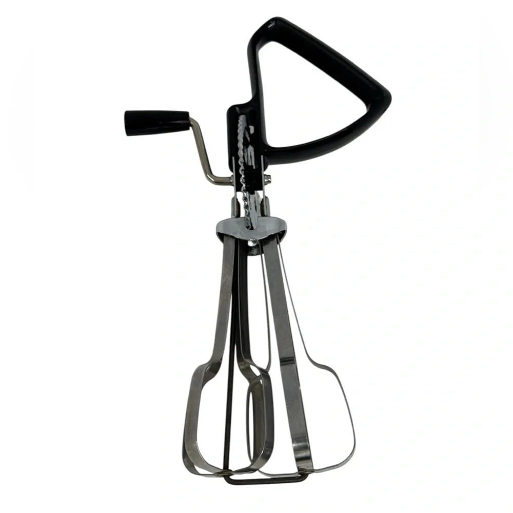 Vintage Ekco BEST Stainless-Steel Black Rotary Hand Mixer Egg Beater Tool USA